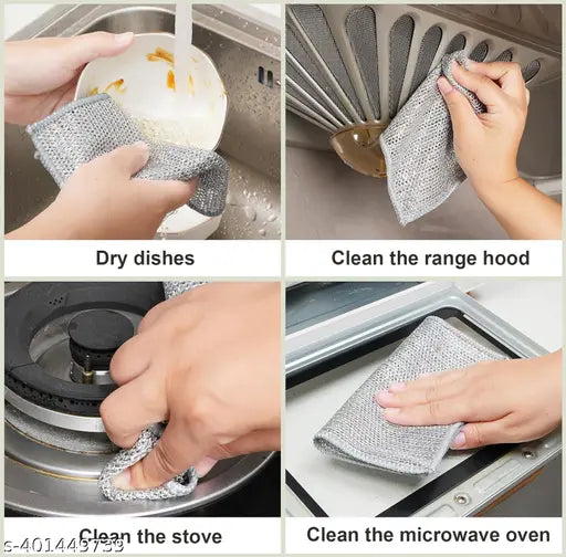 Kitchen Towel Multipurpose Wire Dishwashing Scrubber for Wet and Dry, Easy Rinsing, Reusable, Wire Cleaning Cloth Wire Dish Towels(Pack of 6)